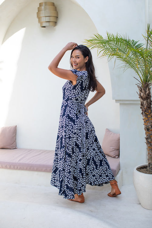 Wrap Dress - Navy clover - Batik - Gypsy Of Eden