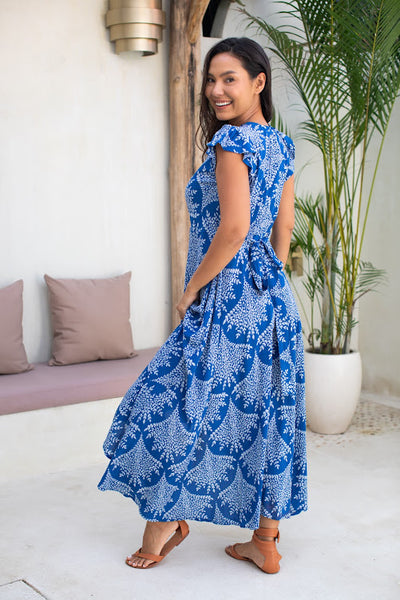 Wrap Dress - Blue peacock - Gypsy Of Eden