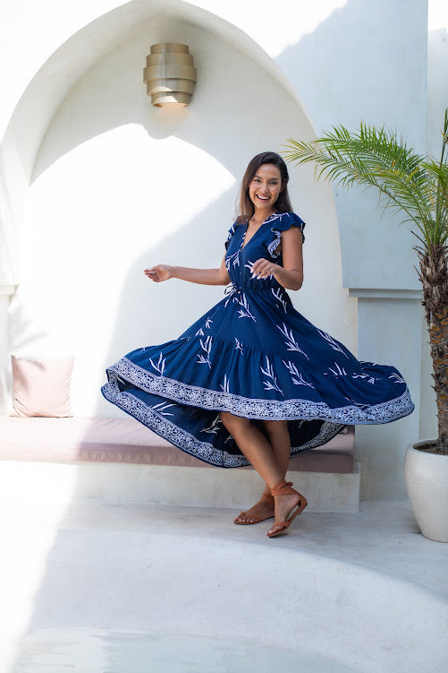 Gypsy dress - Navy fern - Batik