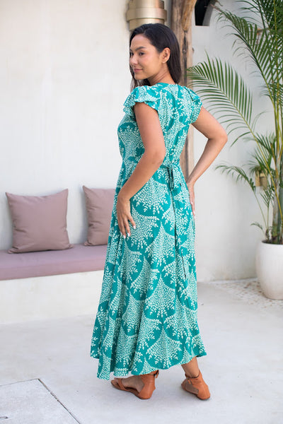 Wrap Dress - Green peacock - Gypsy Of Eden