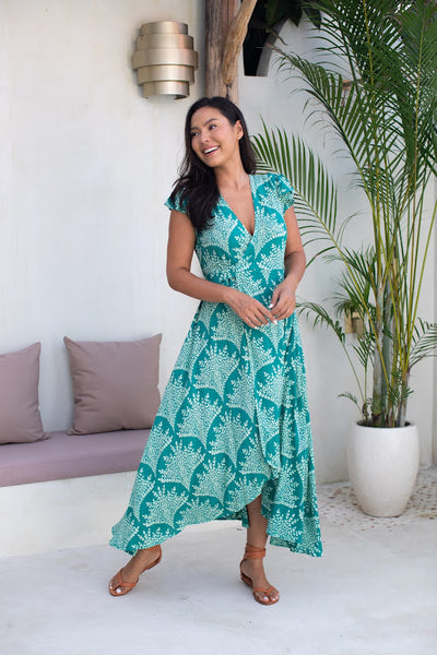 Wrap Dress - Green peacock - Gypsy Of Eden