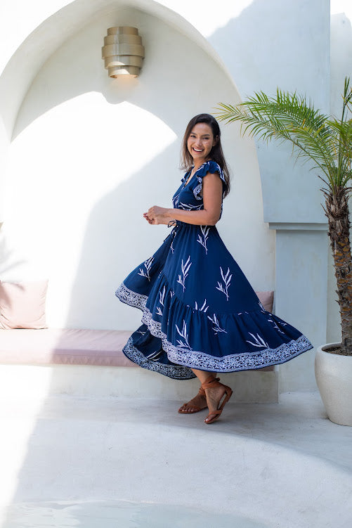 Gypsy dress - Navy fern - Batik