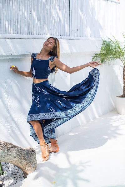 Gypsy Skirt - Navy fern - Batik - Gypsy Of Eden