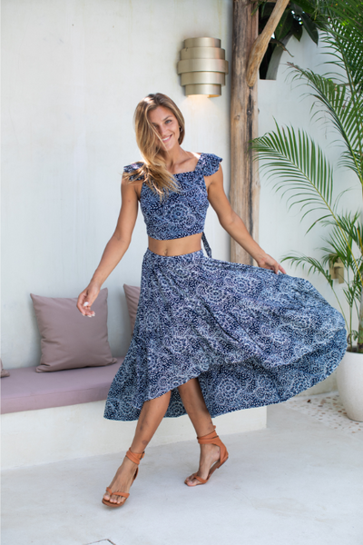 Gypsy Skirt - Navy Sunflower - Batik - Gypsy Of Eden