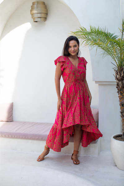 Gypsy Dress - Red Green Clover - Batik - Gypsy Of Eden