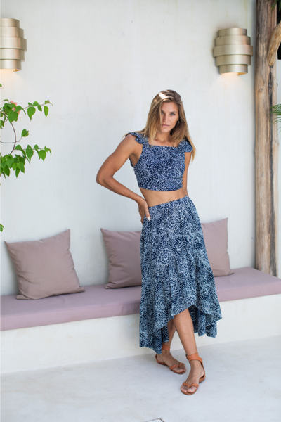 Gypsy Skirt - Navy Sunflower - Batik - Gypsy Of Eden