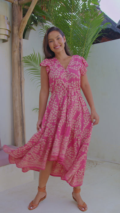 Gypsy dress - Salmon clover - Batik - Maxi Dress