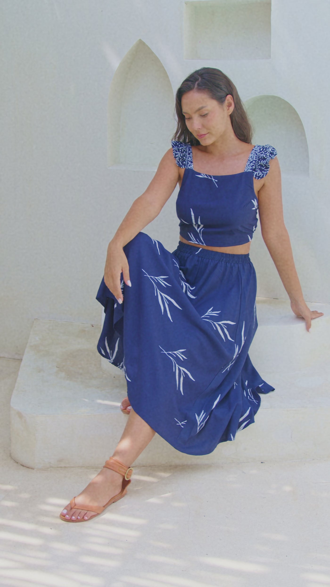 Indiana Skirt - Navy fern - Batik - Maxi Skirt