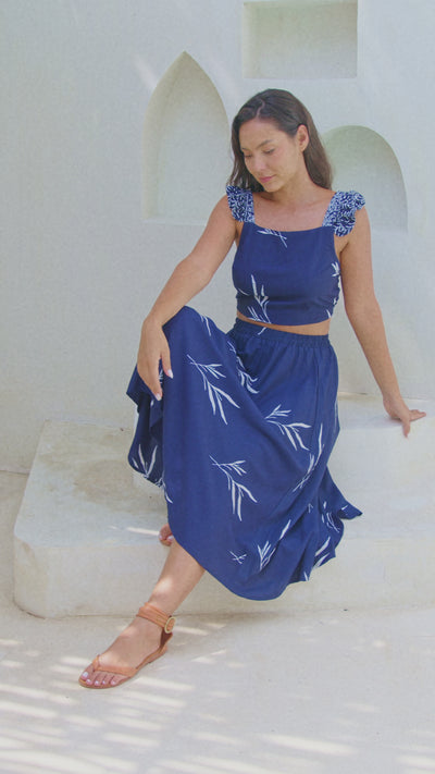 Indiana Skirt - Navy fern - Batik - Maxi Skirt