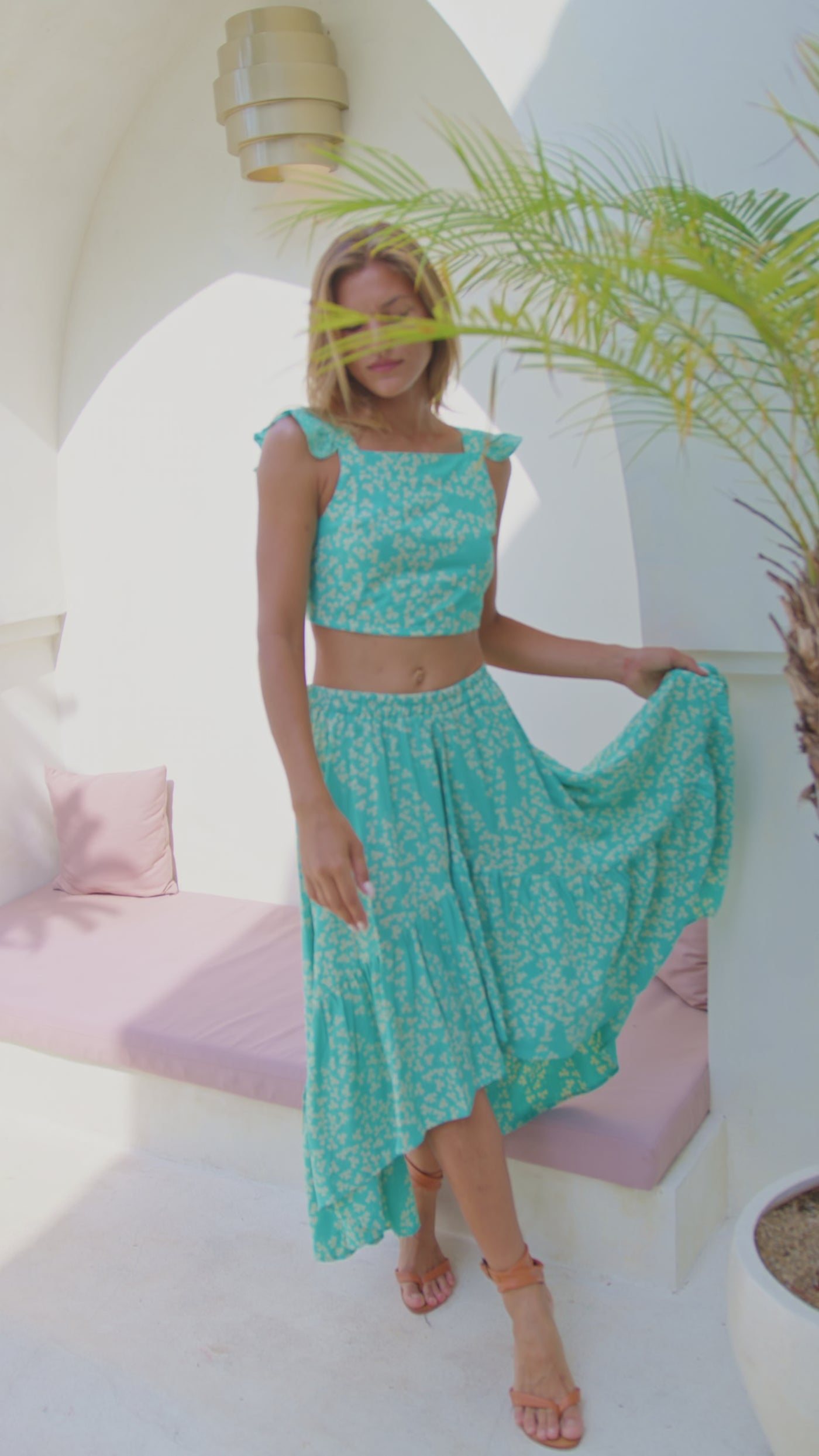 Gypsy Skirt - Turquoise Clover - Batik - Maxi Skirt